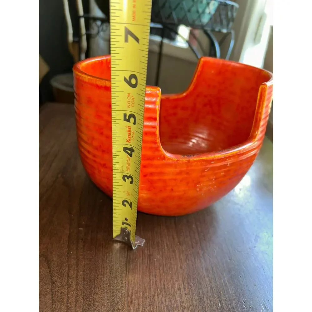 T14 Nanzan Pottery Vase Ceramic Flower Vase Ikenobo orange ribbed